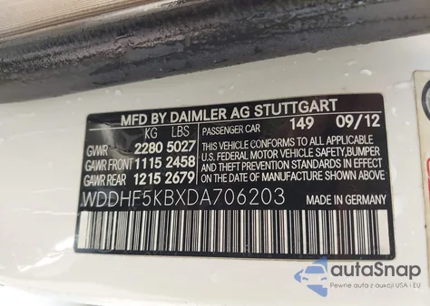 2013 Mercedes-Benz E 350 z USA, uszkodzony, nr VIN WDDHF5KBXDA706203